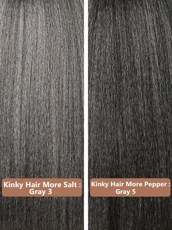 Luvwin Salt And Pepper Loose Wavy Kinky Hair Gray Color 5x5 Closure Lace Wig