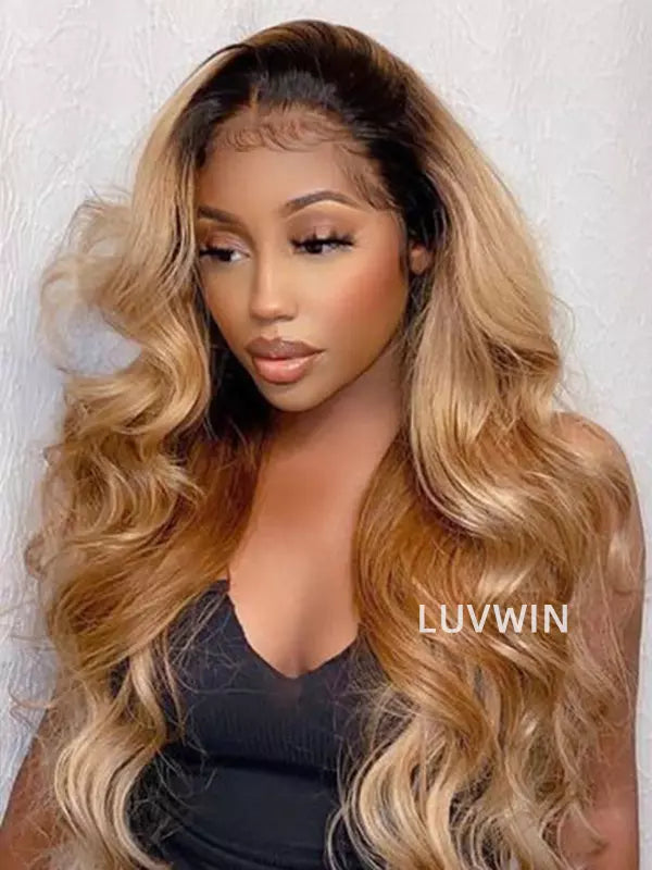 Luvwin Celebrity Vibe Ombre #27 Highlight Color HD Lace Frontal Wavy Wig