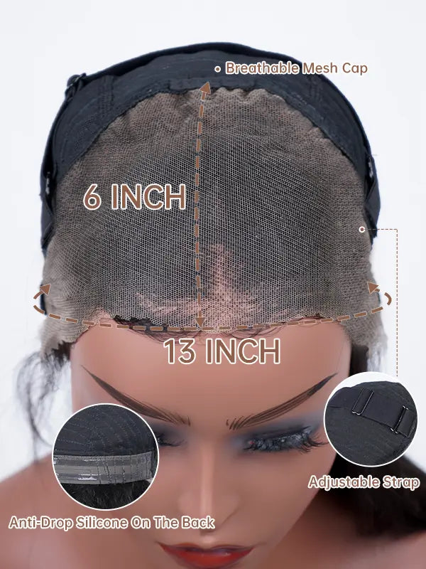 Luvwin 13x6&13x4 Water Wave Human Hair Wig Brown Hair Color Full Density Pre-Cut HD Lace