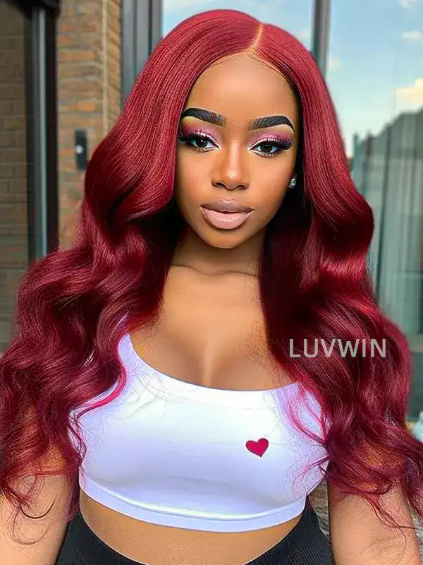 Luvwin 99J Bourgogne Body Wave 13x4 &amp; 13x6 Hd Lace Wigs Natural Looking Human Hair 