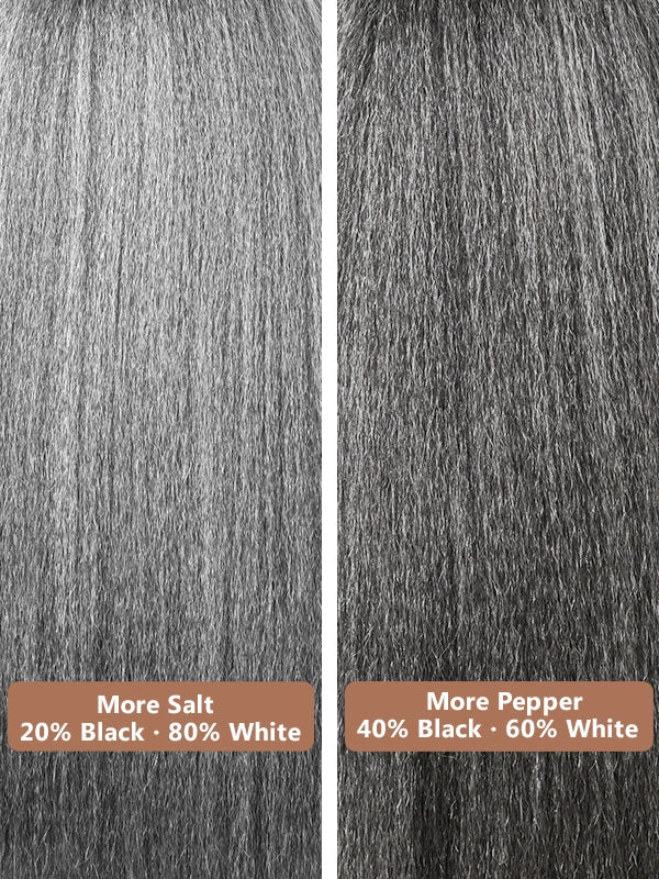 Luvwin Salt & Pepper Kinky Straight 3 In 1 Half Wig Beginner Friendly Glueless 3/4 Wig 100% Human Hair
