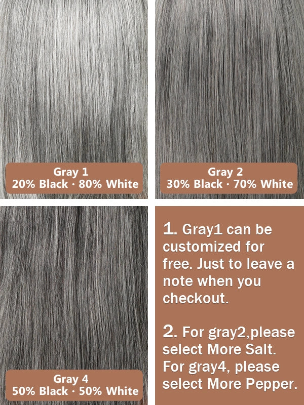Luvwin Salt And Pepper Layered Cut Short Bang Wig Gray Hair With Inner Buckle