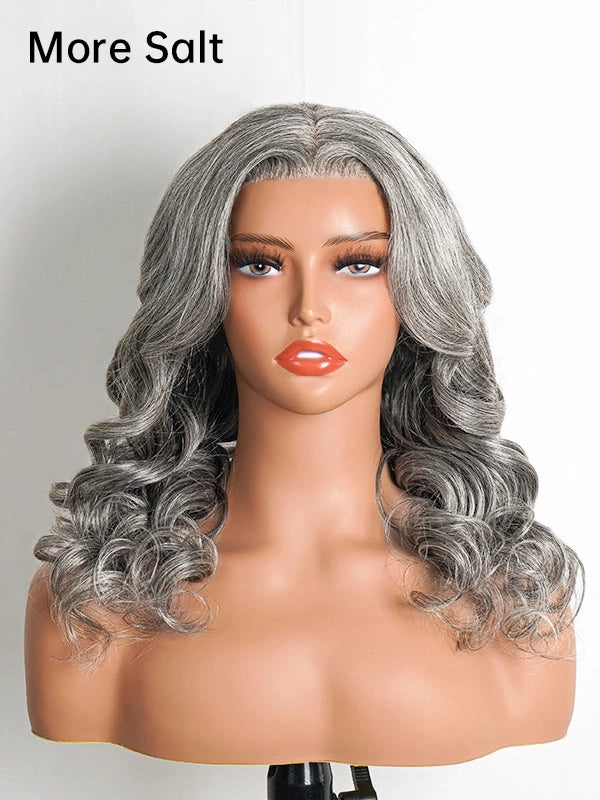 Luvwin 5x5 Salt & Pepper Body Wave Glueless Bob Wig 100% Human Hair