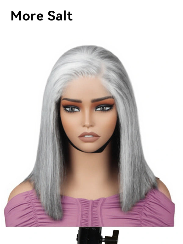 Luvwin 5x5 Closure Salt & Pepper More Salt Highlight Front Glueless Straight Wig
