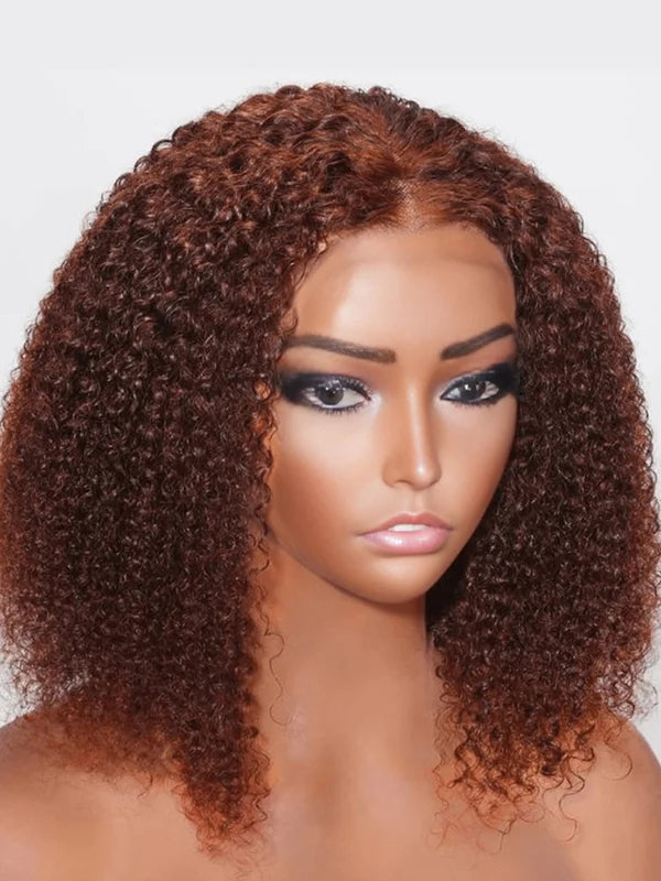 Luvwin BIG DEAL Glueless Put on and Go 13x4 Pre Cut Lace Wig Reddish Brown Jerry Curly Wigs