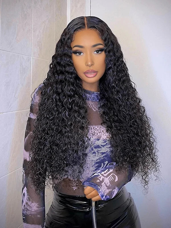 Luvwin 13x4&13x6 Pre-Plucked Curly Hair Wig Water Wave HD Pre-Cut Lace Bleached-Knots